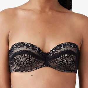 NWT b.tempt'd by Wacoal Women's B.Enticing Strapless Bra, black/tan